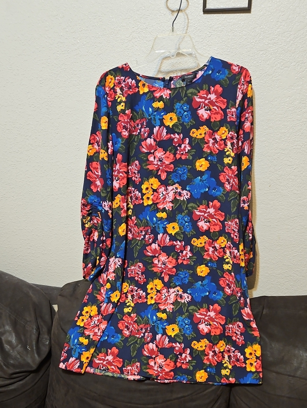 Halogen Navy Floral Mini Dress with Pink, Blue & Yellow Blooms